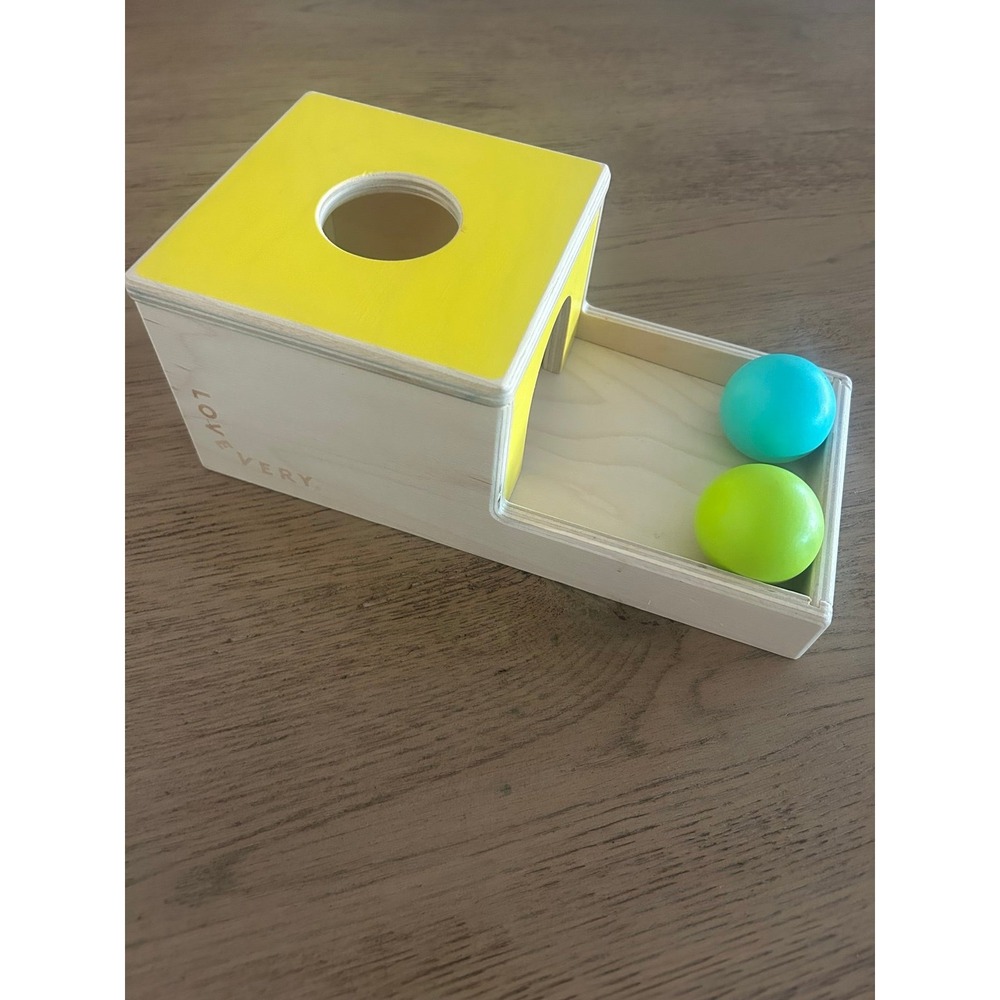 Lovevery Montessori Wooden Ball Drop Box with 2 Wooden Balls